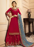 Red And Blue Indian Gharara/Churidar Suit