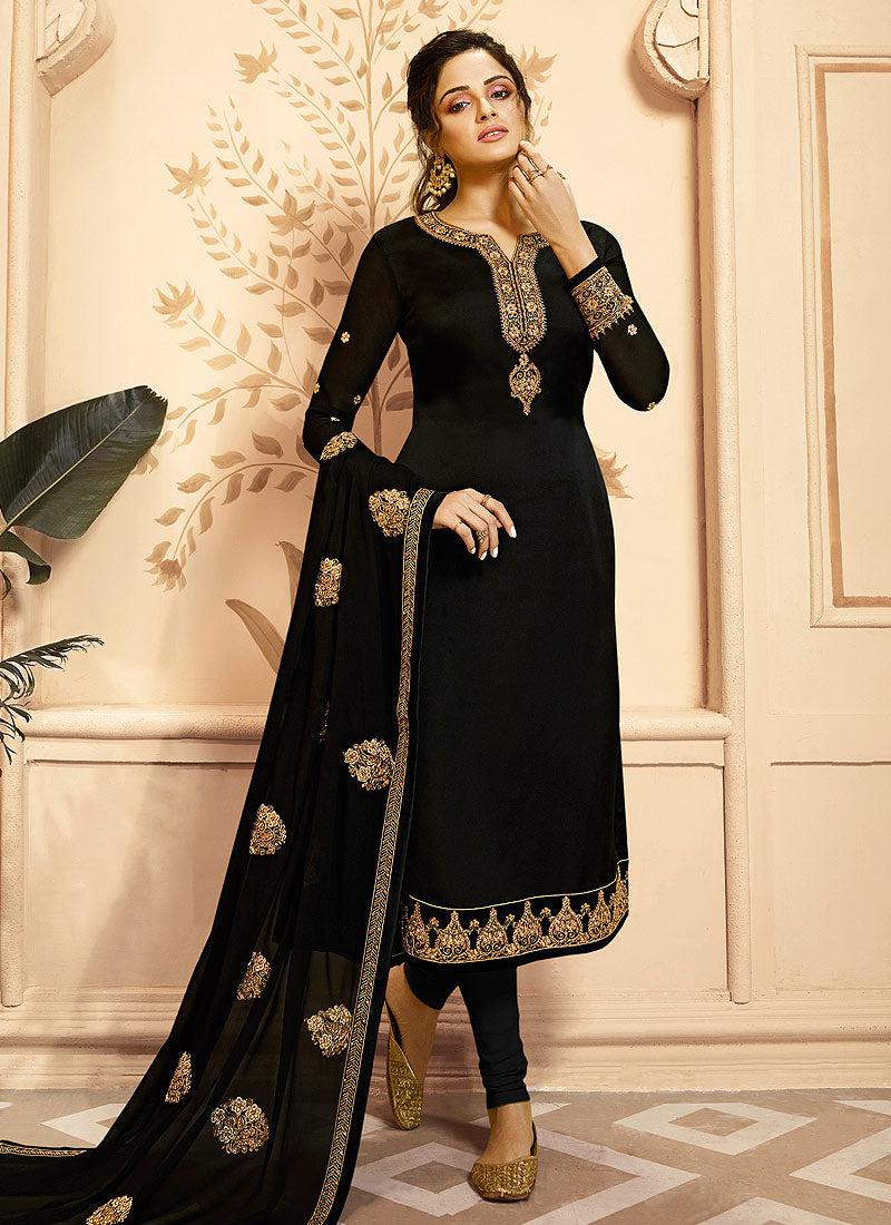 Black Golden Indian Gharara/Churidar Suit