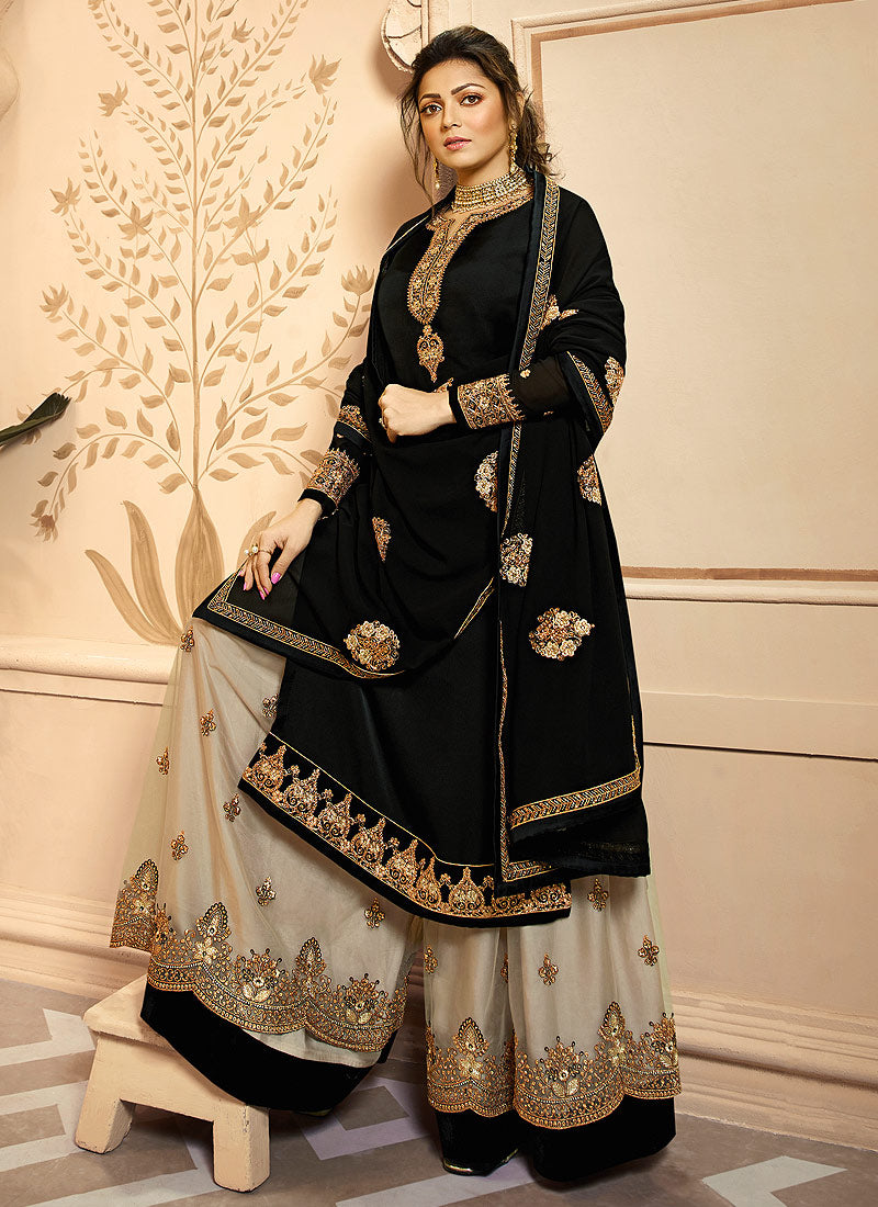 Black Golden Indian Gharara/Churidar Suit