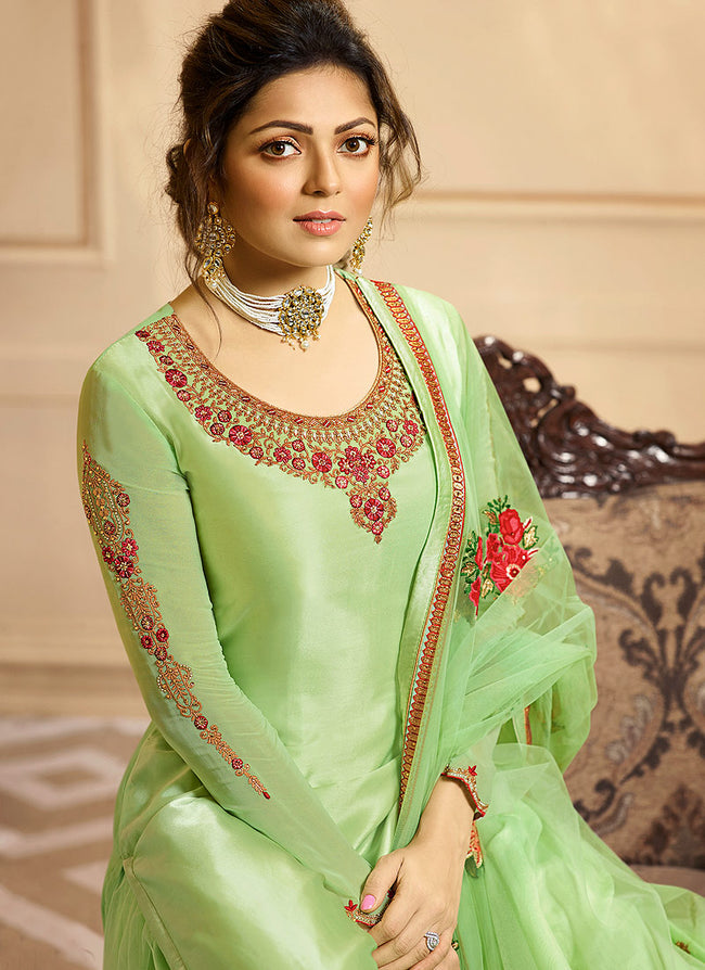 Light Green Indian Gharara/Churidar Suit