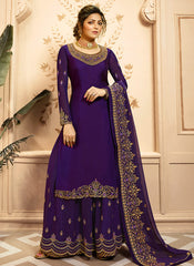 Purple Golden Indian Gharara/Churidar Suit