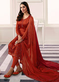 Orange Embroidered Salwar Kameez Suit