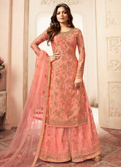 Peach Embroidered Sharara