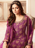 Indian Dresses - Pink And Golden Tradition Embroidered  Sharara