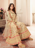 Indian Dresses - Off White Wedding Sharara,Salwar Kameez
