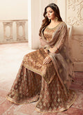 Indian Suits - Light Brown Embroidered Wedding,Salwar Kameez Sharara