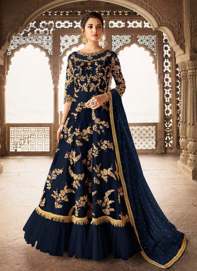 Blue Overall Embellished Anarkali Suit