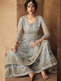 Light Teal Party Wear Sharara Suit Online