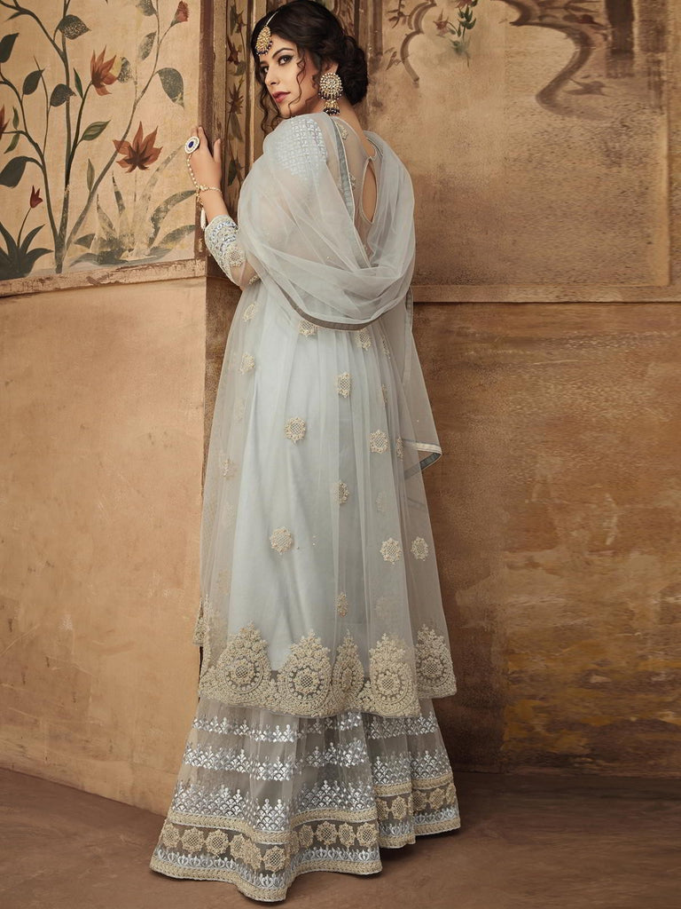 Light Teal Party Wear Sharara Suit Online