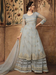 Light Teal Party Wear Sharara Suit Online