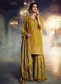 Yellow Embroidered Foil Printed Gharara Suit 