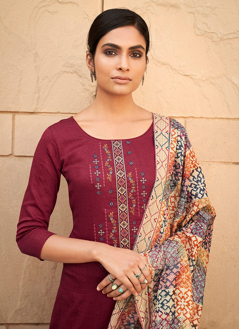 Maroon Palazzo Suit In usa uk canada