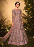 Mauve Multi Embroidered Designer Wedding Gown