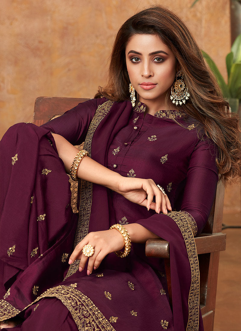 Wine Traditional Sharara Suit In uk