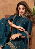 Turquoise Resham Work Sharara Suit In usa