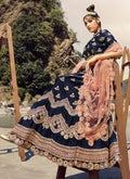 Navy Blue And Peach Lehenga Choli In UK