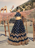 Navy Blue And Peach Lehenga Choli In UK