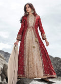 Beige And Red Jacket Style Anarkali Suit