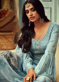 Indian Clothes - Sky Blue Designer Pakistani Salwar Kameez