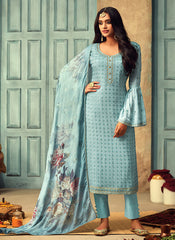 Sky Blue Designer Pakistani Salwar Kameez