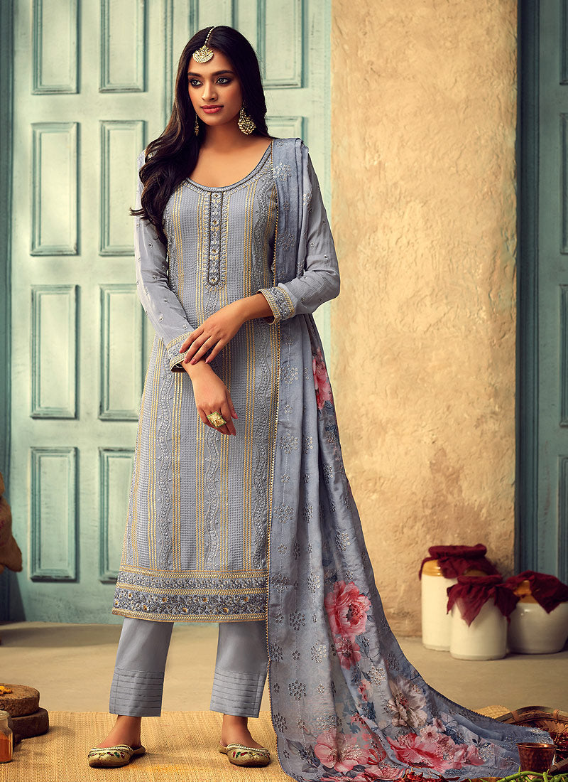 Blue Designer Pakistani Salwar Kameez