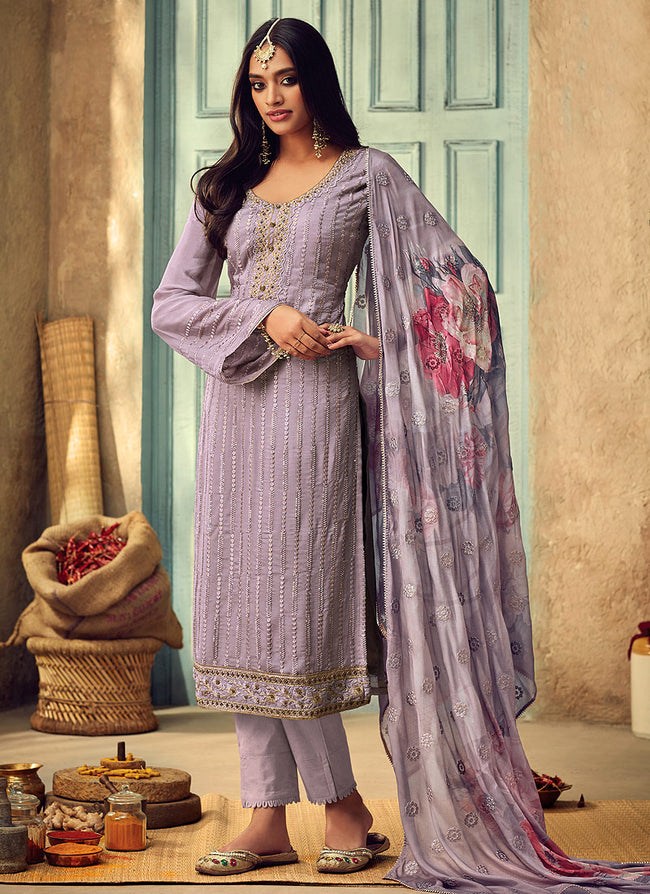 Lilac Purple Designer Pakistani Salwar Kameez