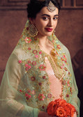 Indian Clothes - Peach Pakistani Pant Suit