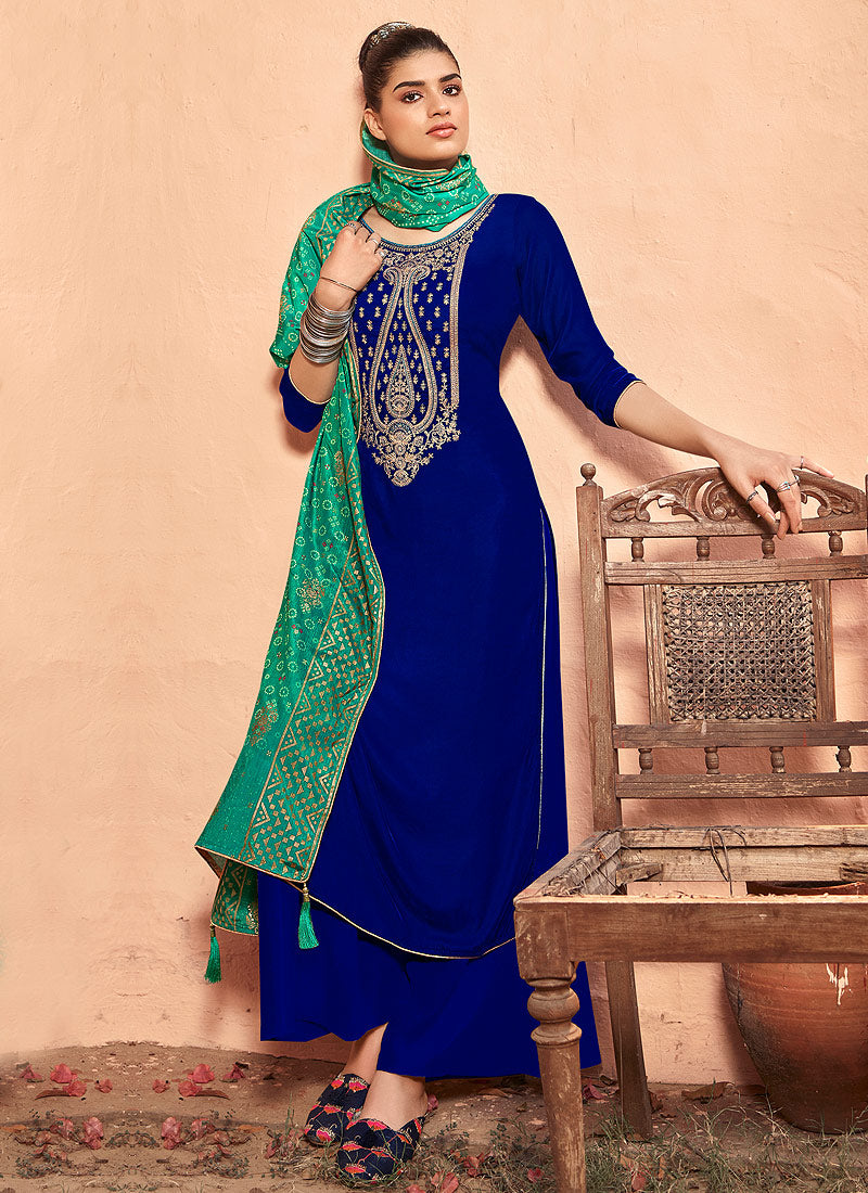 Blue Pakistani Palazzo Suit