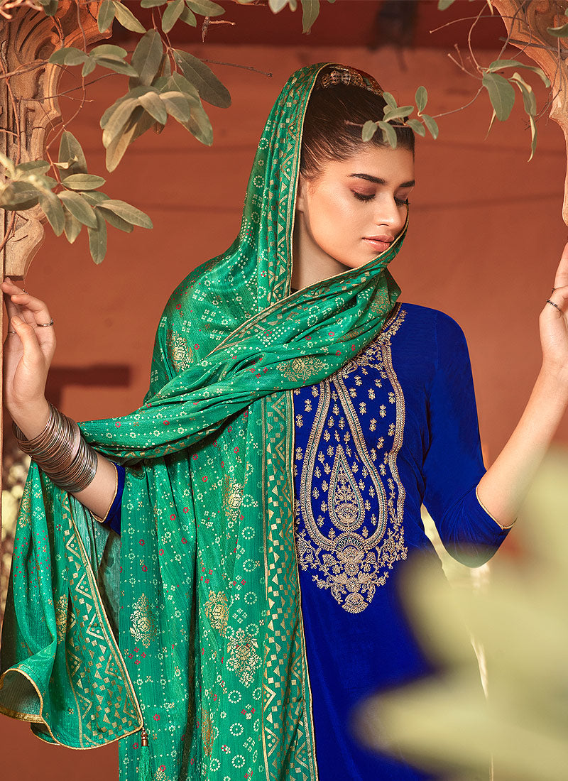 Indian Clothes - Blue Palazzo Suit In usa uk canada