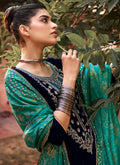 Indian Clothes - Navy Blue And Turquoise Pakistani Palazzo Suit