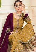 Yellow Embroidered Gharara Suit In usa 