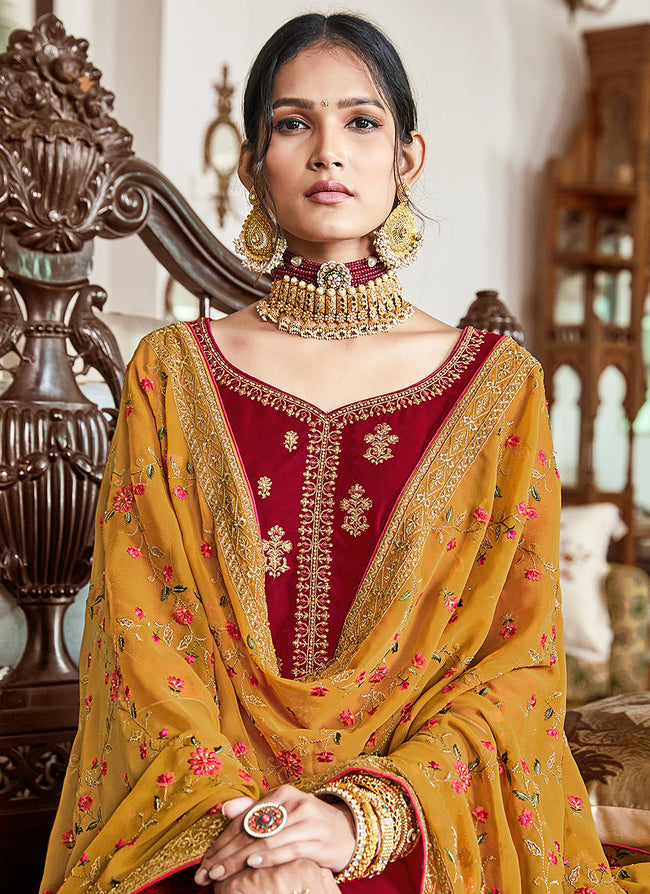 Purple Indian Pakistani Palazzo Suit In Velvet SFZ129766 – Siya Fashions