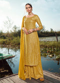 Yellow Sequence Embroidered Gharara Suit