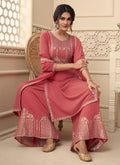 Peach Rehsamkari Embroidered Designer Palazzo Suit In GERMANY