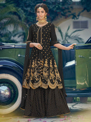 Black Embellished Gharara Suit