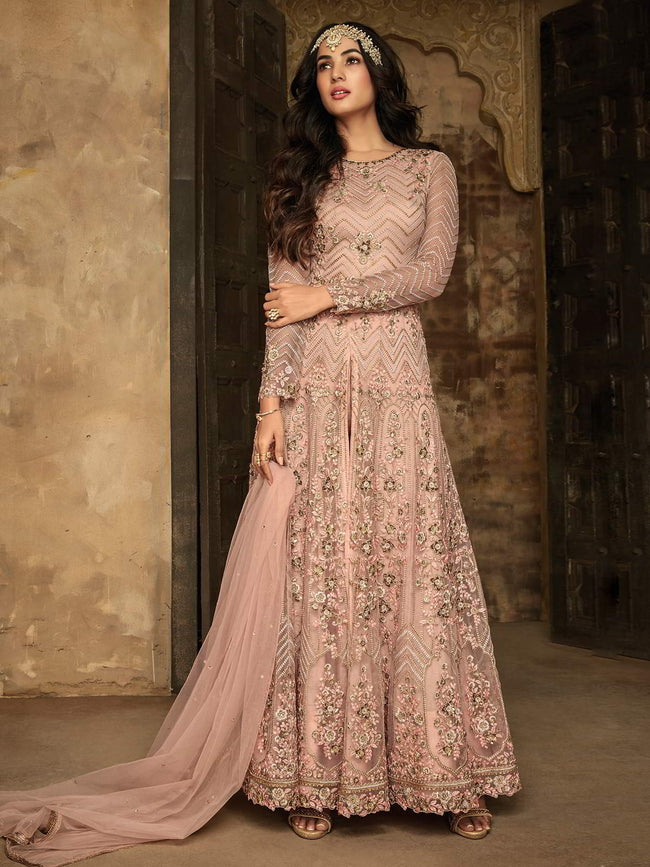 Baby Pink Ethnic Embroidered Pakistani Style Pant Suit