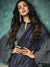 Grey And Blue Embroidered Flared Anarkali Suit