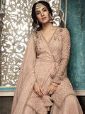 Baby Pink Copper Embroidered Designer Gharara Suit