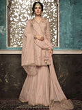 Baby Pink Copper Embroidered Designer Gharara Suit