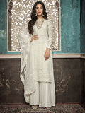 Off White Chikankari Palazzo Suit