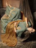 Teal And Golden Pakistani Palazzo Suit