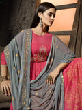 Pink And Grey Pakistani Palazzo Suit