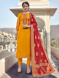 Yellow Embroidered With Banarasi Dupatta Pant Suit