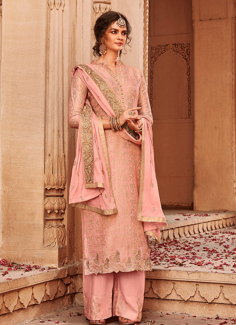 Embroidered Palazzo Pant Suit