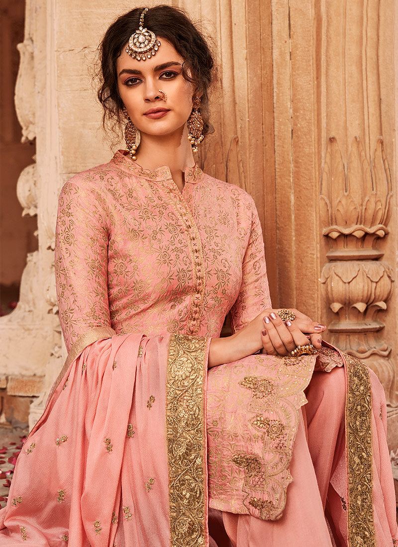 Embroidered Palazzo Pant Suit