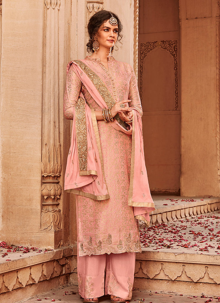 Embroidered Palazzo Pant Suit