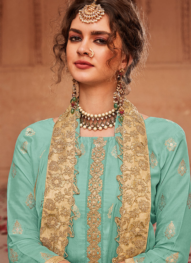 Embroidered Palazzo Pant Suit