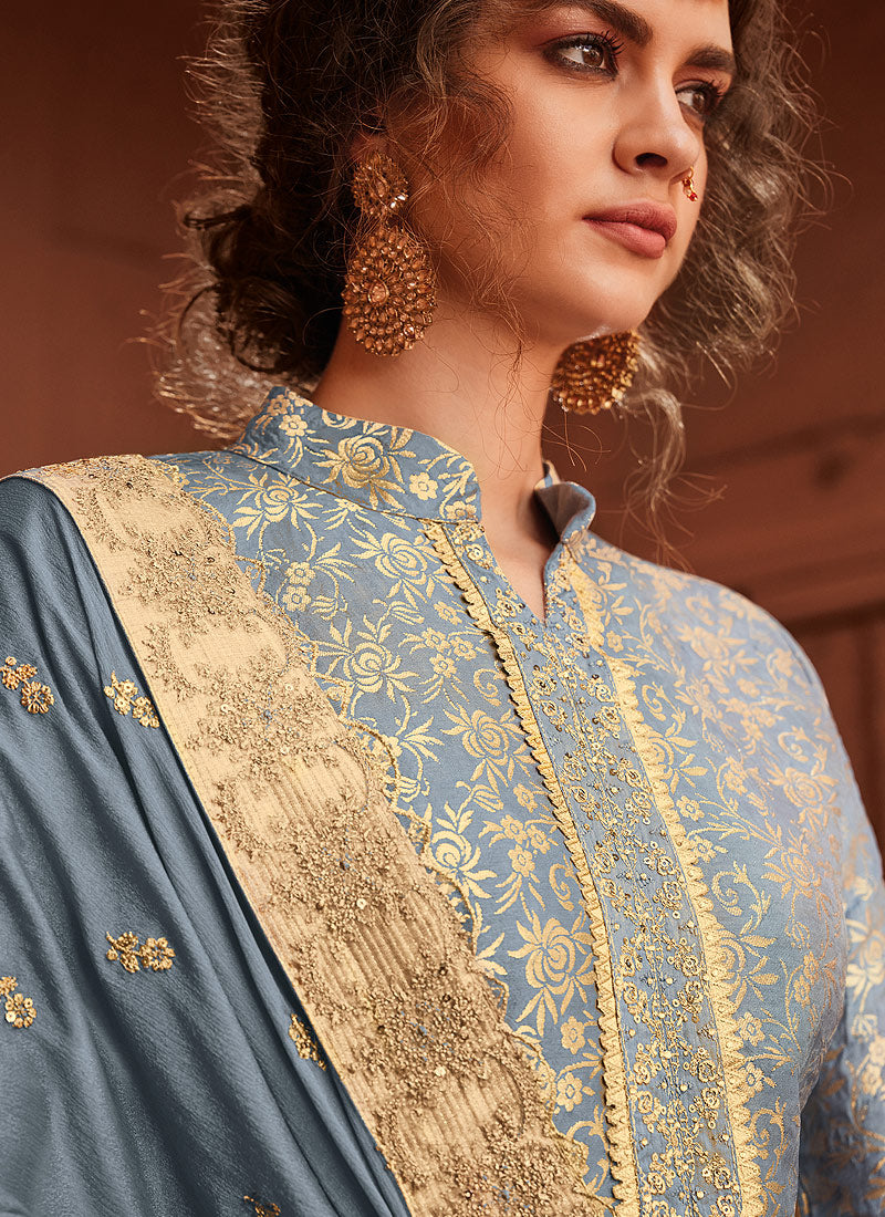 Embroidered Palazzo Pant Suit