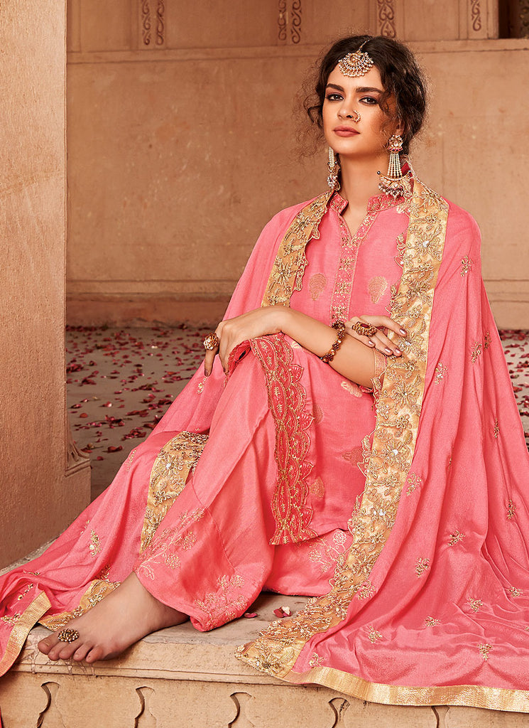 Embroidered Palazzo Pant Suit