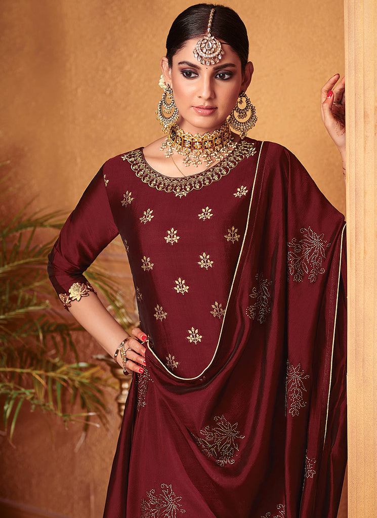 Embroidered Palazzo Suit